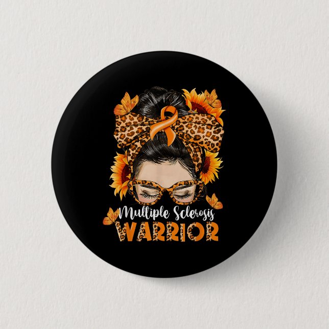 Ms Multiple Sclerosis Warrior Awareness Orange Mes Button (Front)