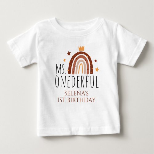 MS Onederful Terracotta Rainbow 1st Birthday  Baby T_Shirt