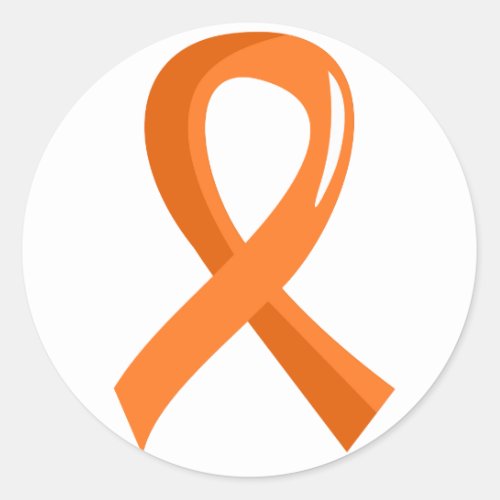 MS Orange Ribbon 3 Classic Round Sticker