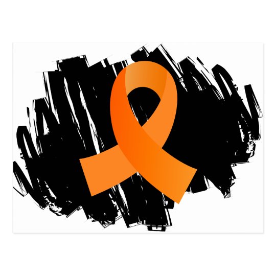 MS Orange Ribbon With Scribble Postcard | Zazzle.com