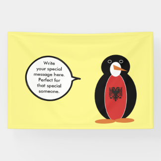 Ms Penguin Albanian Flag Talks Banner