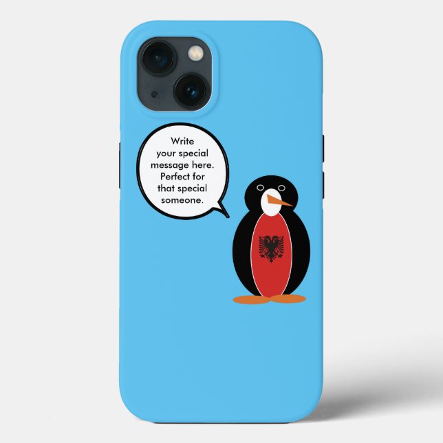 Ms Penguin Albanian Flag Talks Case-Mate iPhone Case (Back)