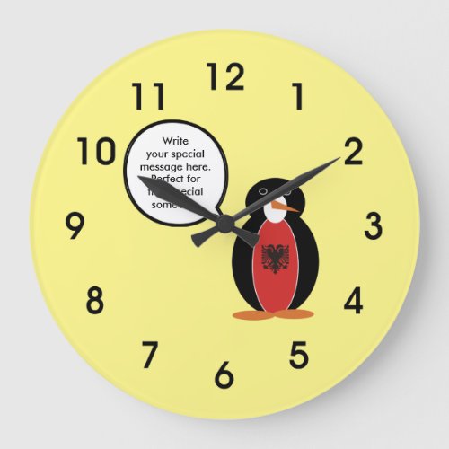 Ms Penguin Albanian Flag Talks Large Clock