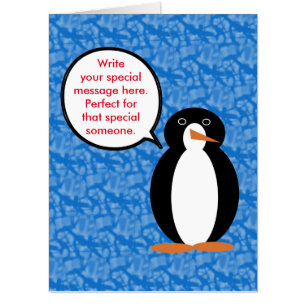 Ms. Penguin Talking in Her Birthday Suit Holiday Card