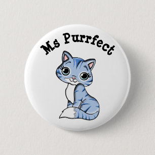 Ms Purrfect Cute Cat Button