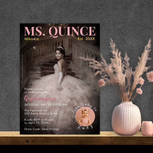 Ms Quince Blush Pink Elegant Quinceañera  Invitation