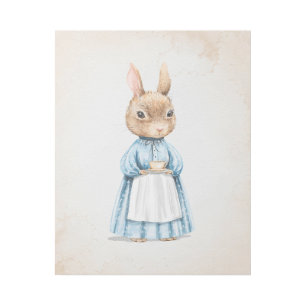 Ms. Rabbit Vintage Look Nursery Art