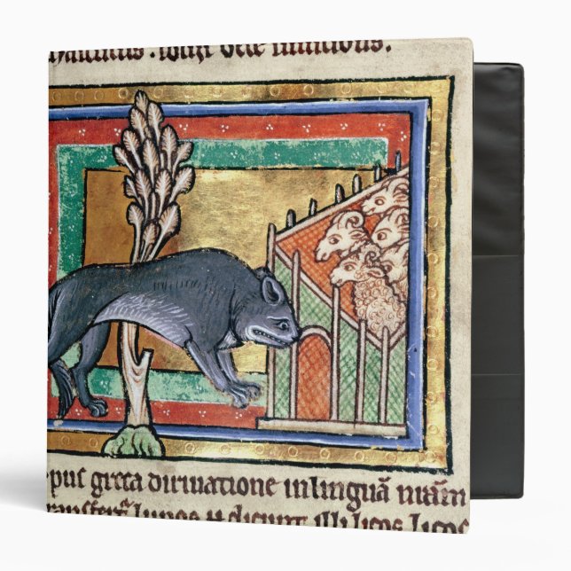 MS Roy A wolf outside a sheep fold 3 Ring Binder (Front/Inside)