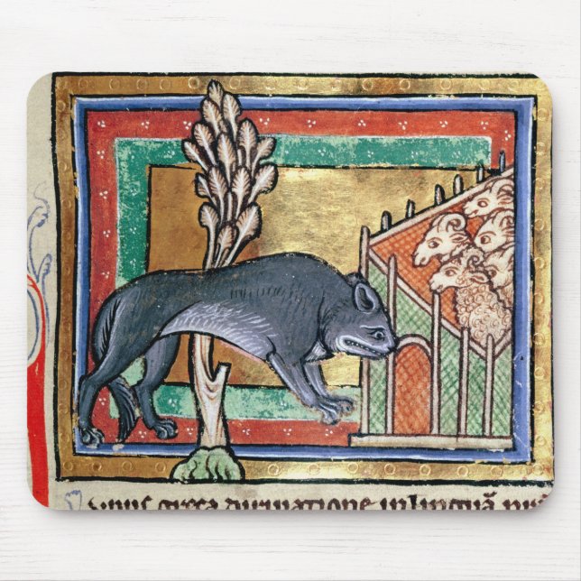 MS Roy A wolf outside a sheep fold Mouse Pad (Front)