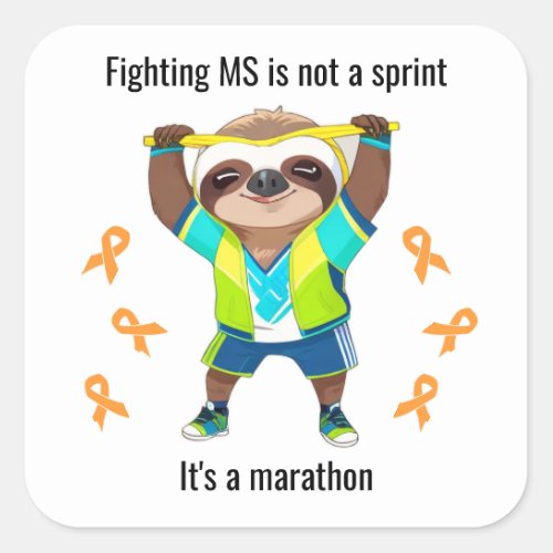 MS Sloth Marathoner  Square Sticker