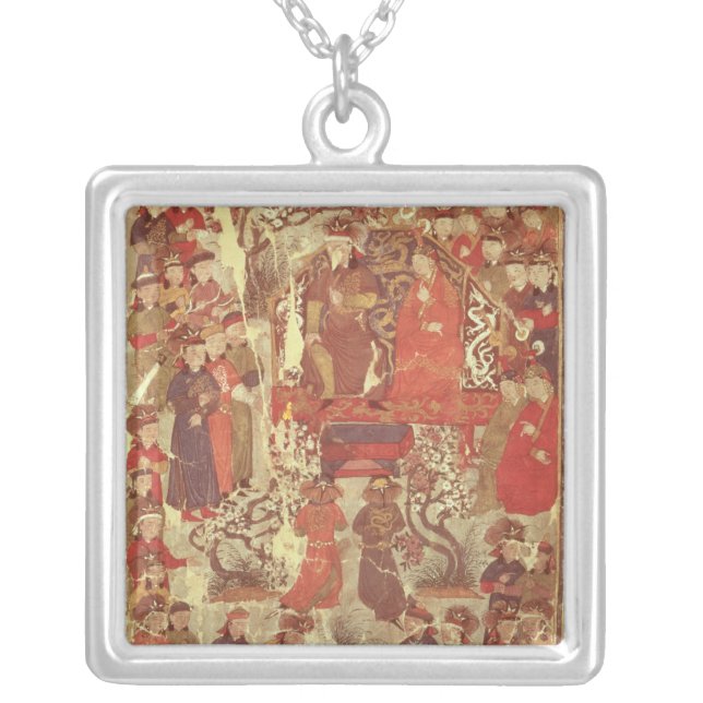 Ms. Supp. Pers.Genghis Khan and his wife Silver Plated Necklace (Front)