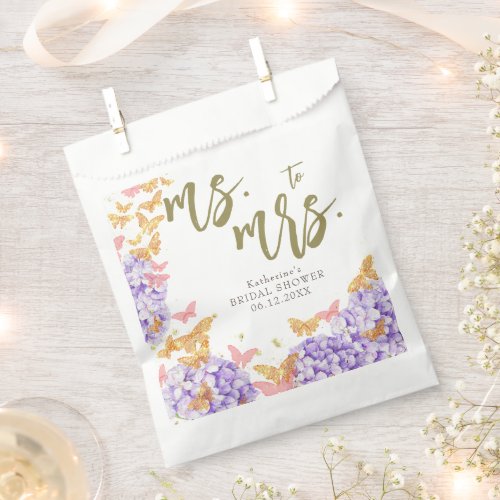 Ms to Mrs Boho Chic Gold Butterflies Bridal Shower Favor Bag