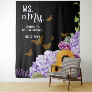 Ms to Mrs Floral Butterfly Bridal Shower Backdrop