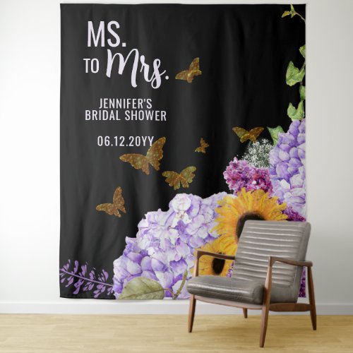 Ms to Mrs Floral Butterfly Bridal Shower Backdrop