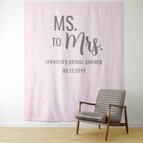 Ms to Mrs Modern Pink Blush Bridal Shower Backdrop