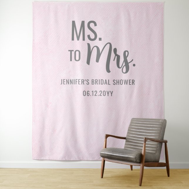 Ms to Mrs Modern Pink Blush Bridal Shower Backdrop (In Situ)