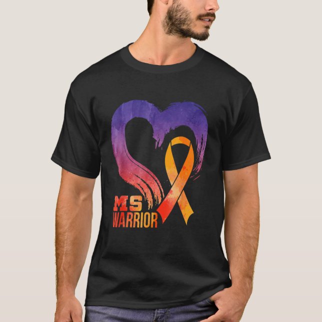 Ms Warrior Heart Multiple Sclerosis Awareness Mont T-Shirt (Front)