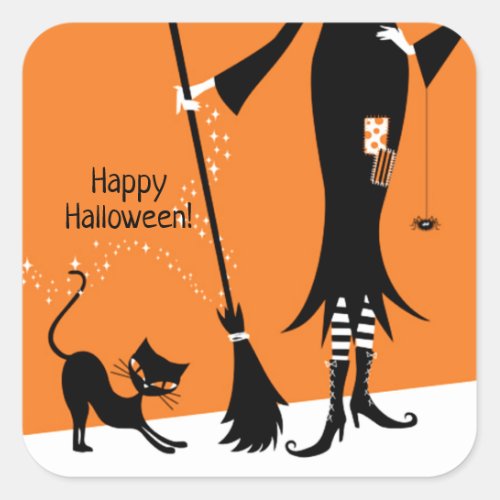 Ms Witch Halloween Square Sticker