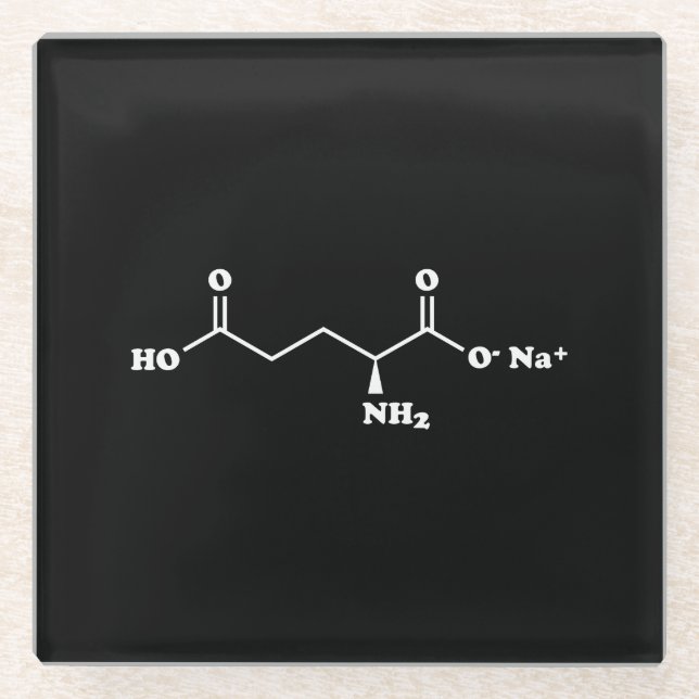 MSG Monosodium Glutamate Molecule Chemical Formula Glass Coaster (Front)