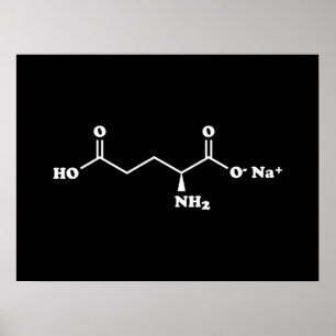MSG Monosodium Glutamate Molecule Chemical Formula Poster