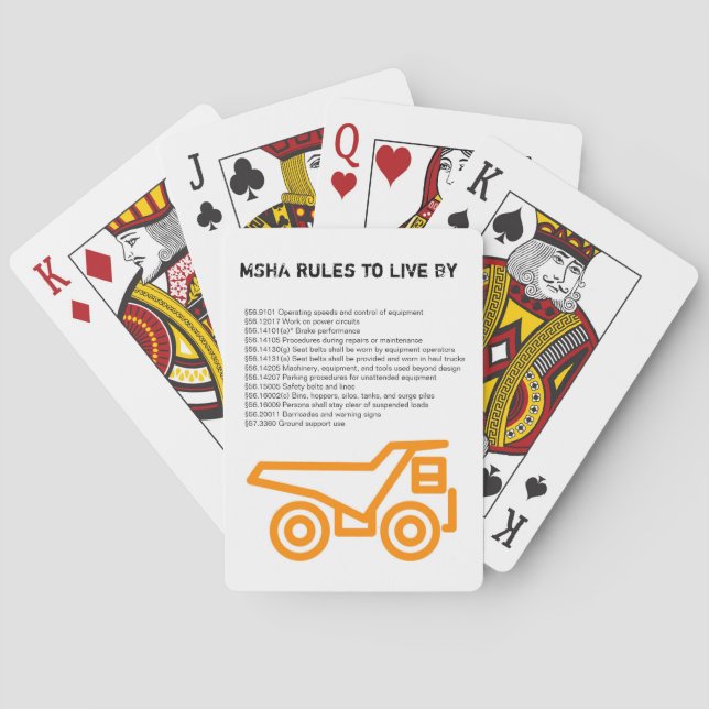 MSHA Rules to live by Poker Cards (Back)