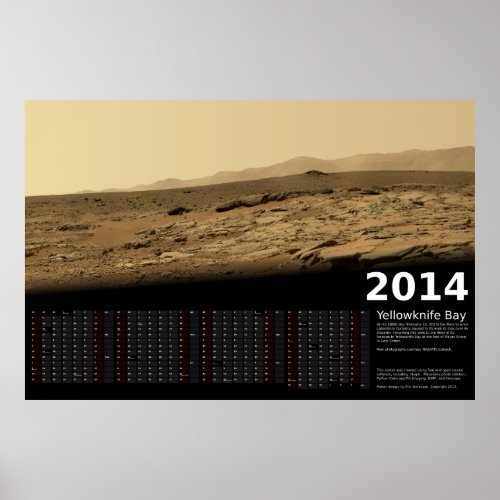 MSL Curiosity at Yellowknife Bay _ 2014 Calendar Poster