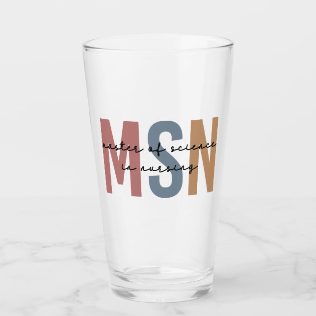 MSN Master of Science in Nursing Graduation Glass (Front)