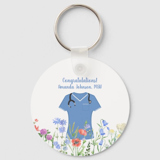 MSN Nurse Blue Scrubs Keychain (Front)