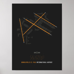 MSP - Minneapolis-St. Paul Airport Runway Diagram Poster