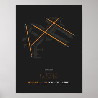 MSP - Minneapolis-St. Paul Airport Runway Diagram Poster