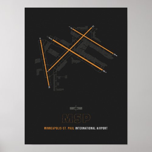 MSP _ Minneapolis_St Paul Airport Runway Diagram  Poster