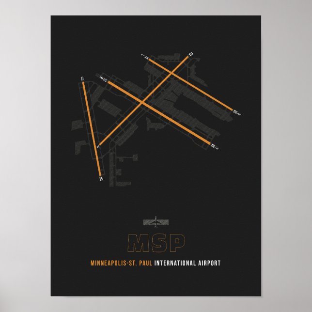 MSP - Minneapolis-St. Paul Airport Runway Diagram  Poster (Front)