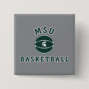 MSU Basketball   Michigan State University 4 Pinback Button