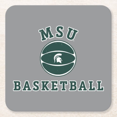 MSU Basketball  Michigan State University 4 Square Paper Coaster
