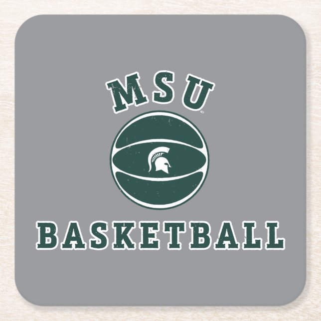 MSU Basketball | Michigan State University 4 Square Paper Coaster (Front)