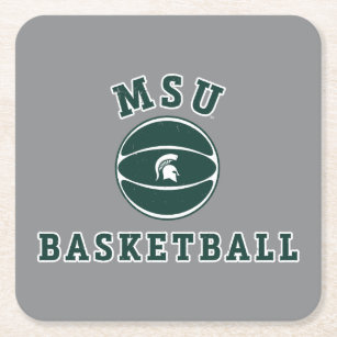 MSU Basketball   Michigan State University 4 Square Paper Coaster