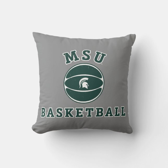 MSU Basketball | Michigan State University 4 Throw Pillow (Front)