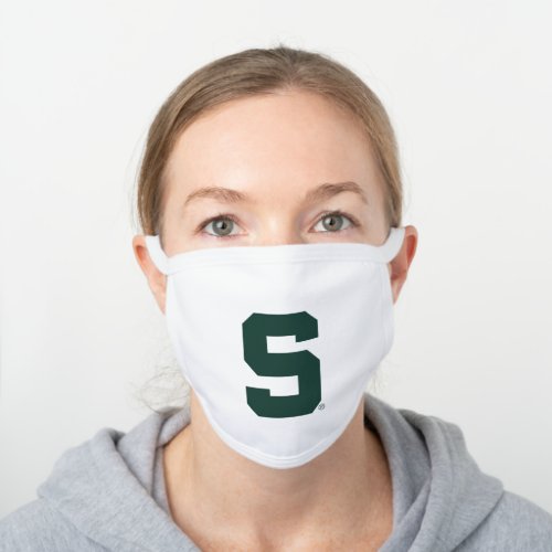 MSU Block S White Cotton Face Mask