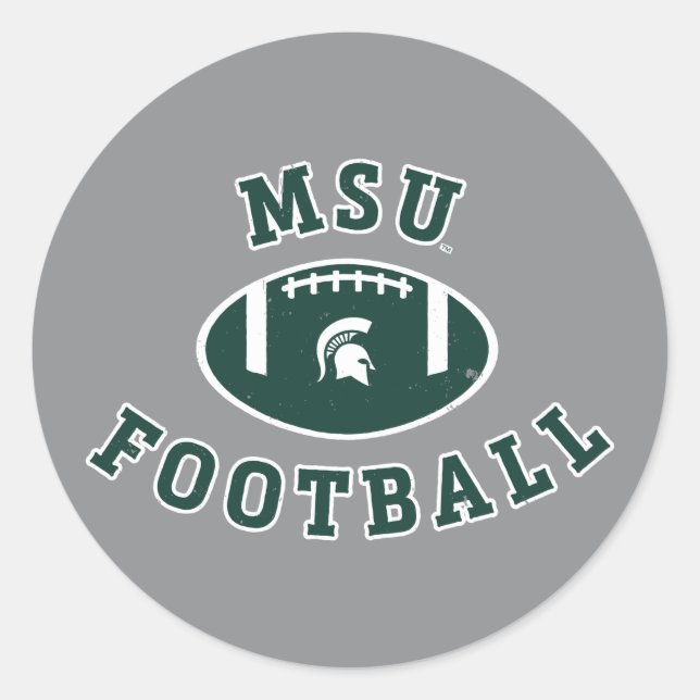MSU Football | Michigan State University 4 Classic Round Sticker (Front)