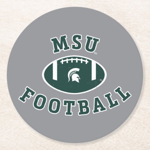 MSU Football  Michigan State University 4 Round Paper Coaster