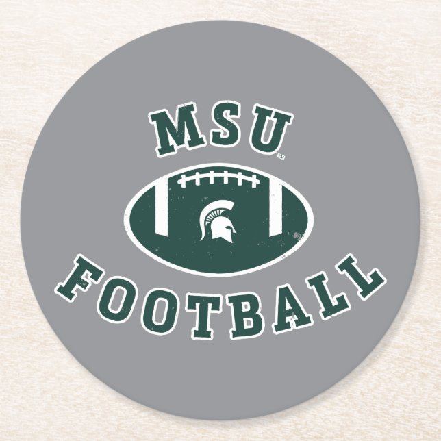 MSU Football | Michigan State University 4 Round Paper Coaster (Front)