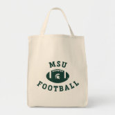 MSU Sparty Go Green, Go White Canvas Tote Bag with Leather Handles * Eco  Friendly Reusable Bag * Grocery Tote Bag