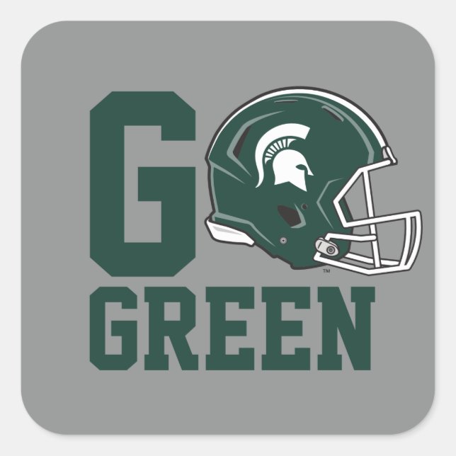 MSU Go Green Square Sticker (Front)