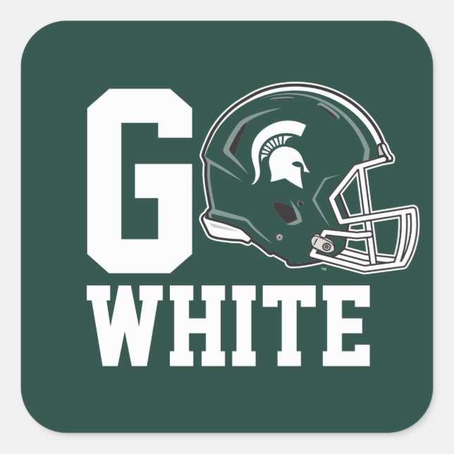 MSU Go White Square Sticker (Front)