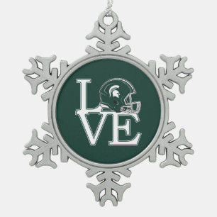 MSU Love Snowflake Pewter Christmas Ornament