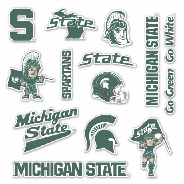 MSU Michigan State Spartans Logos Sticker | Zazzle