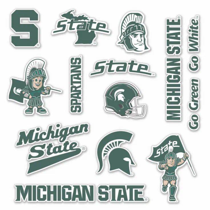 Msu Michigan State Spartans Logos Sticker Zazzle Msu Michigan State Spartans Logos Sticker Zazzle