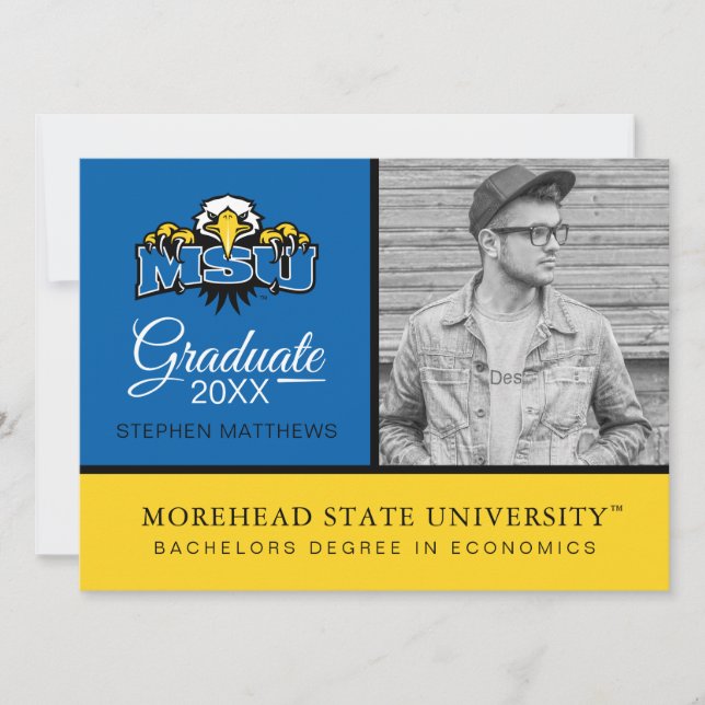 MSU Morehead State Graduate - Color Block Invitation (Front)