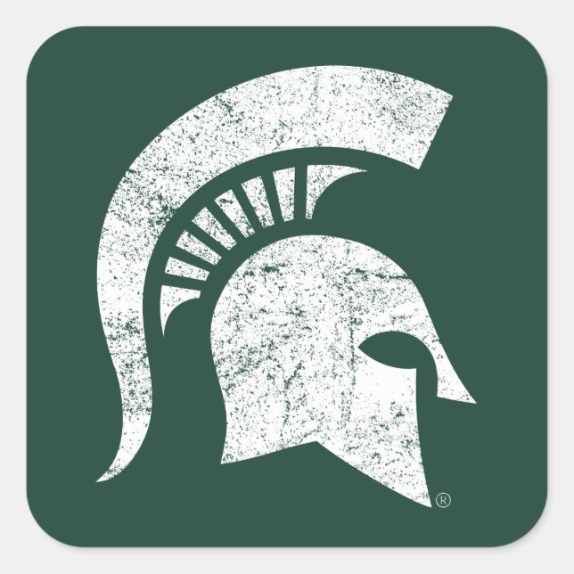 MSU Spartan Distressed Square Sticker (Front)