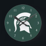 MSU Spartan Round Clock<br><div class="desc">Check out these new Michigan State University designs! Show off your MSU Spartan pride with these new Michigan State products. These make perfect gifts for the Spartan student, alumni, family, friend or fan in your life. All of these Zazzle products are customizable with your name, class year, or club. Go...</div>